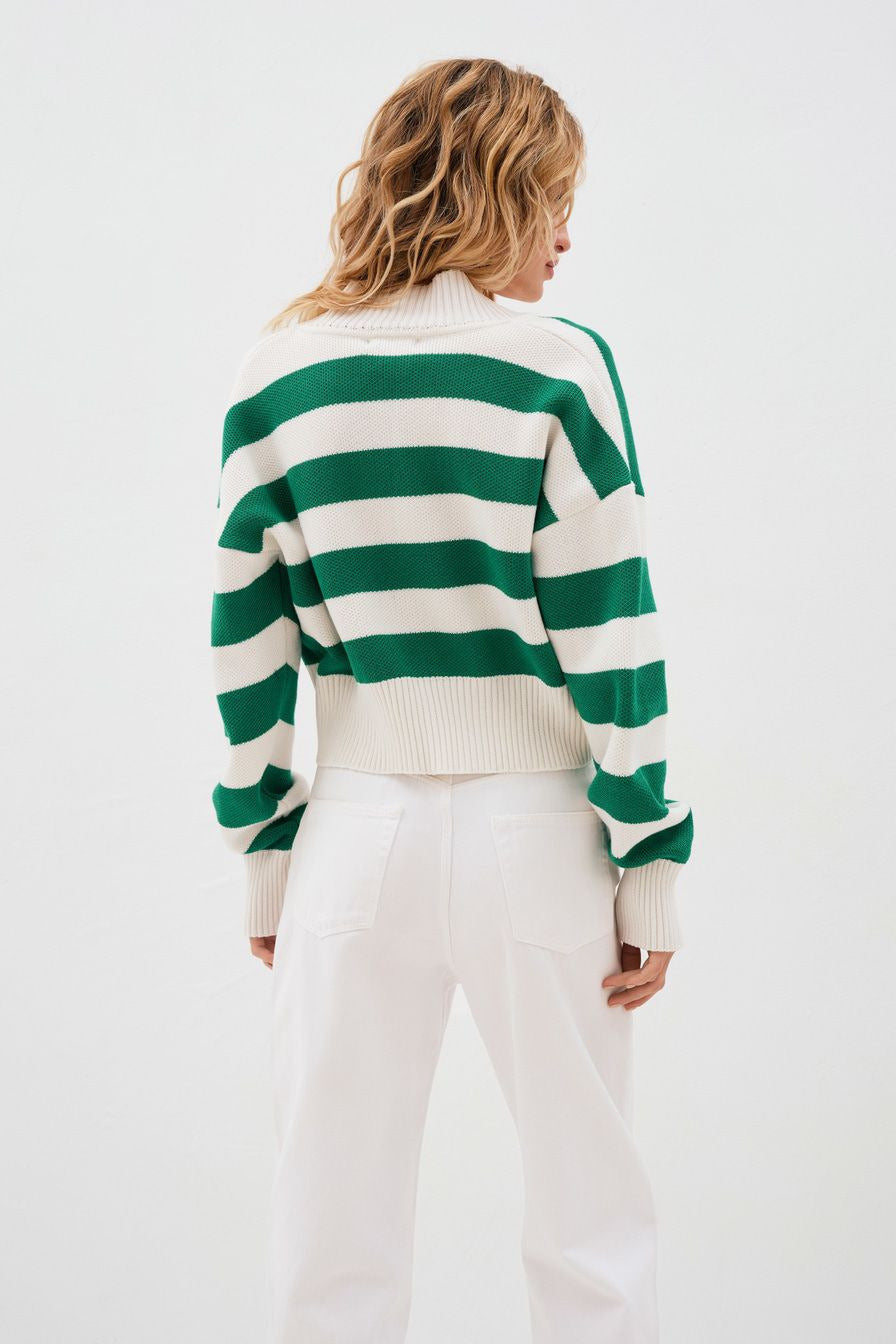 Relaxed Russian Colorblock Knit Cardigan