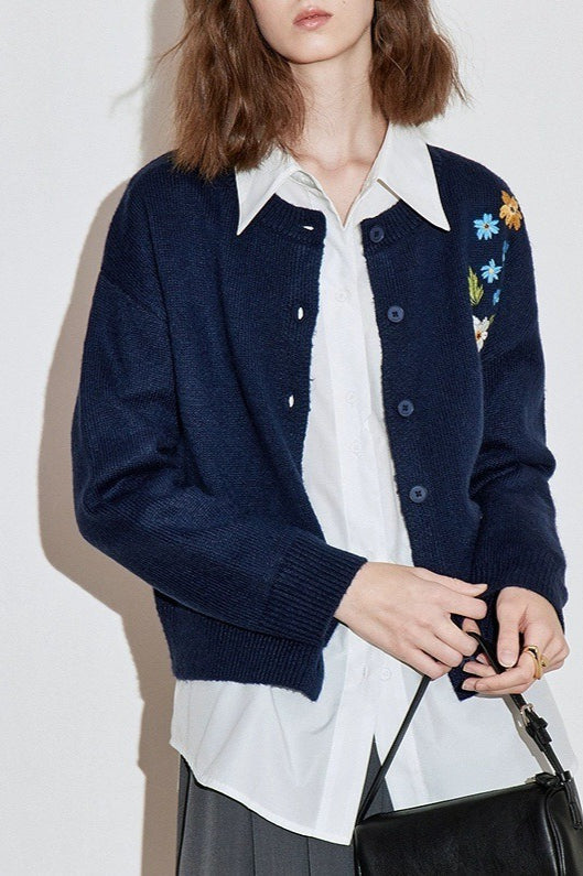 Floral Embroidery Knit Sweater