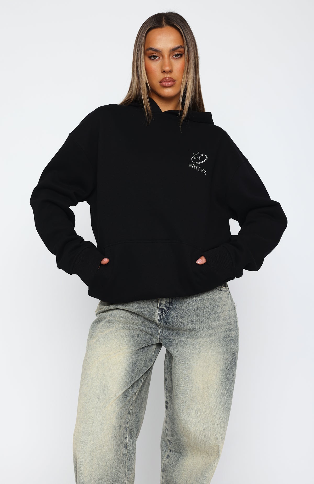Always Shining Oversized Black Hoodie