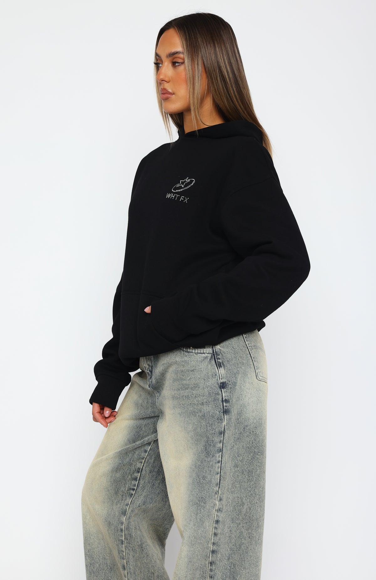 Always Shining Oversized Black Hoodie