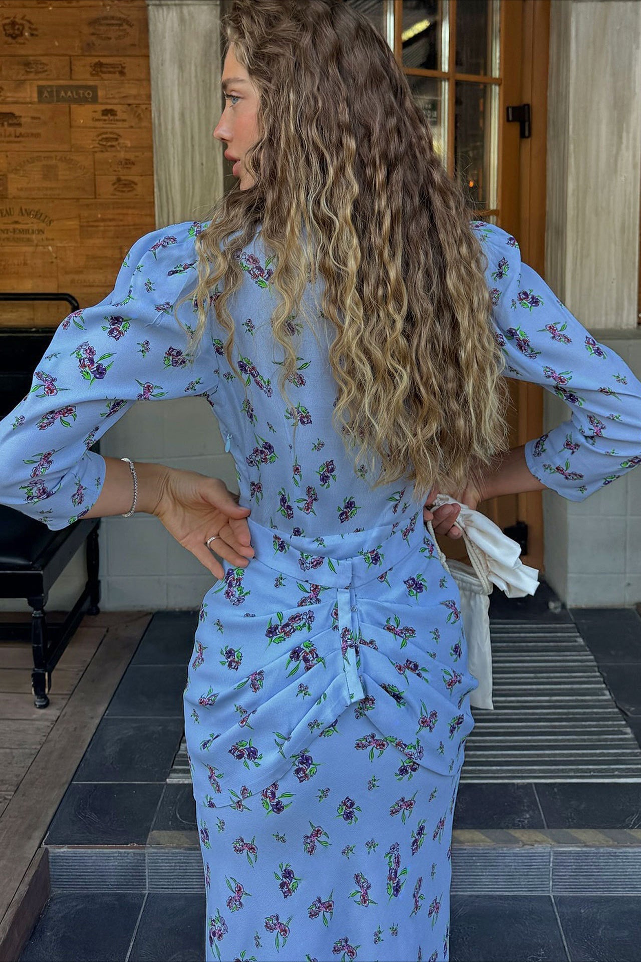 Slim Waist V Neck Graceful Floral Dress