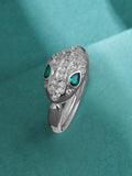 Silver Toned Adjustable Snake Crystal Ring