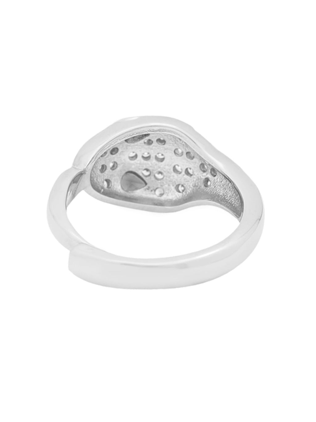 Silver Toned Adjustable Snake Crystal Ring