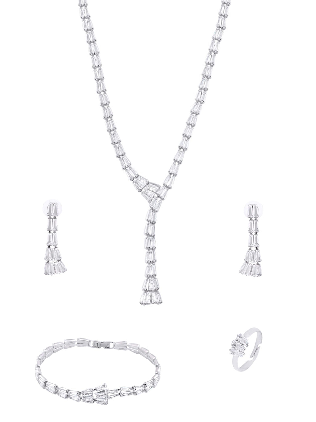 Silver Stone Diamond Set Necklace