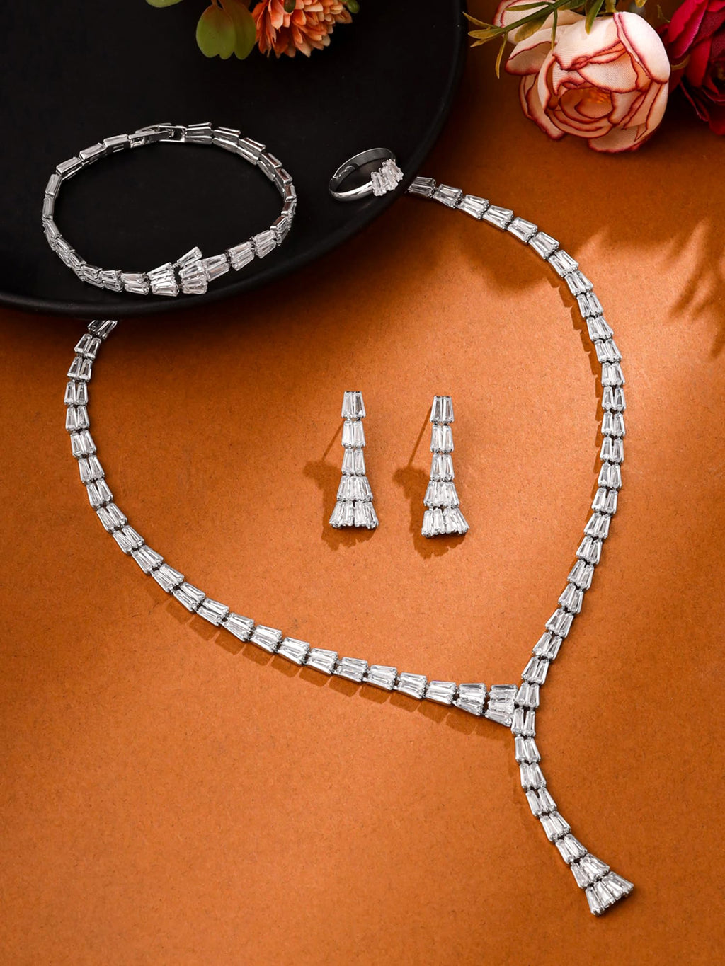 Silver Stone Diamond Set Necklace
