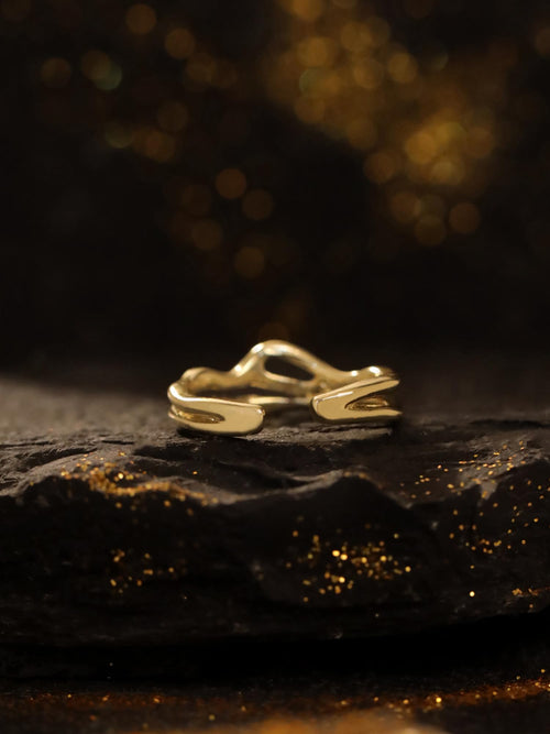 Golden Bold Statement Adjustable Ring