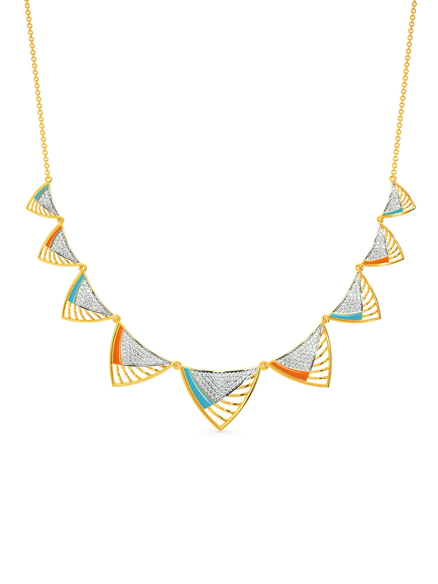 Gold White Stone Choker Necklace