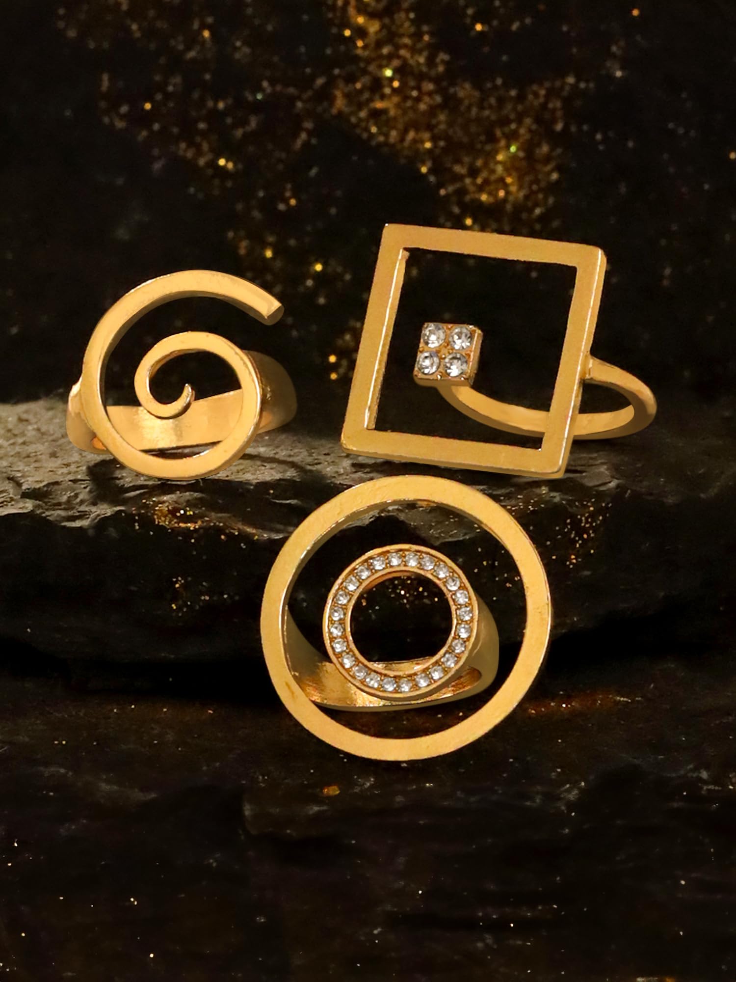 Gold Plated Bold Statement Adjustable Ring