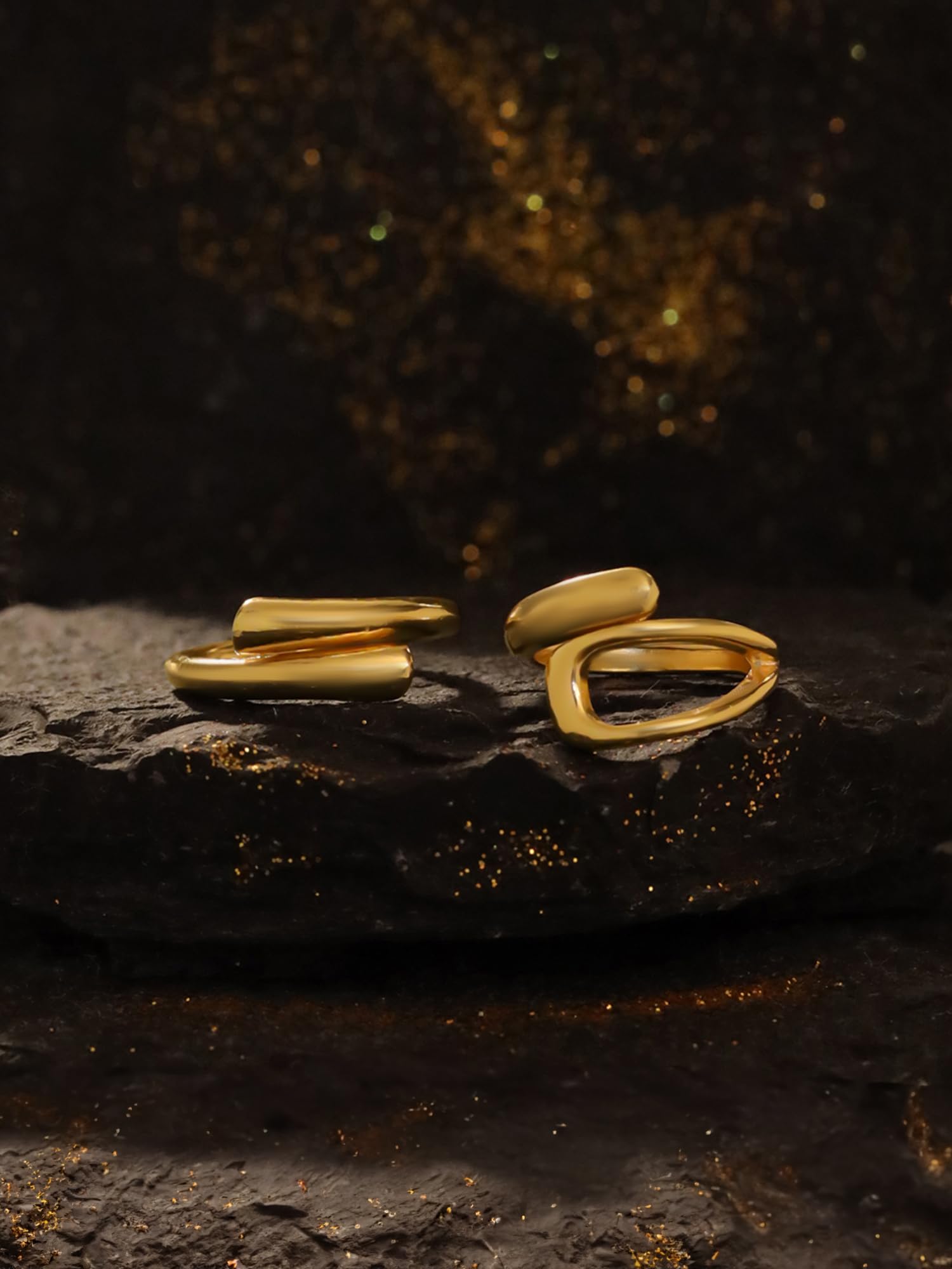 Gold Plated Two Piece Floral Adjustable Ring