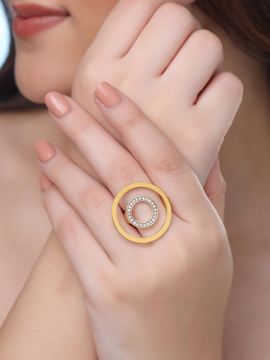 Gold Plated Bold Statement Adjustable Ring