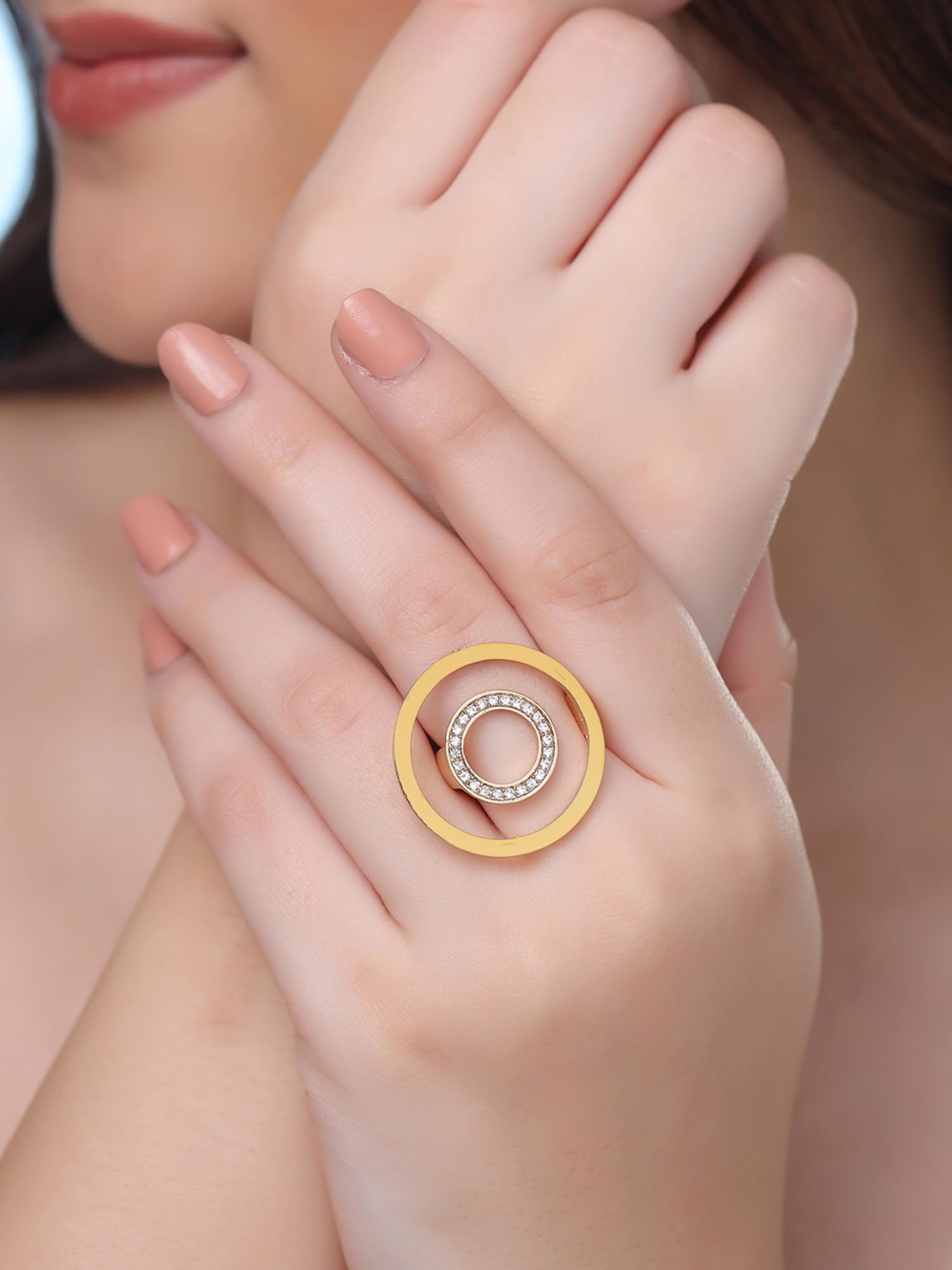 Gold Plated Bold Statement Adjustable Ring