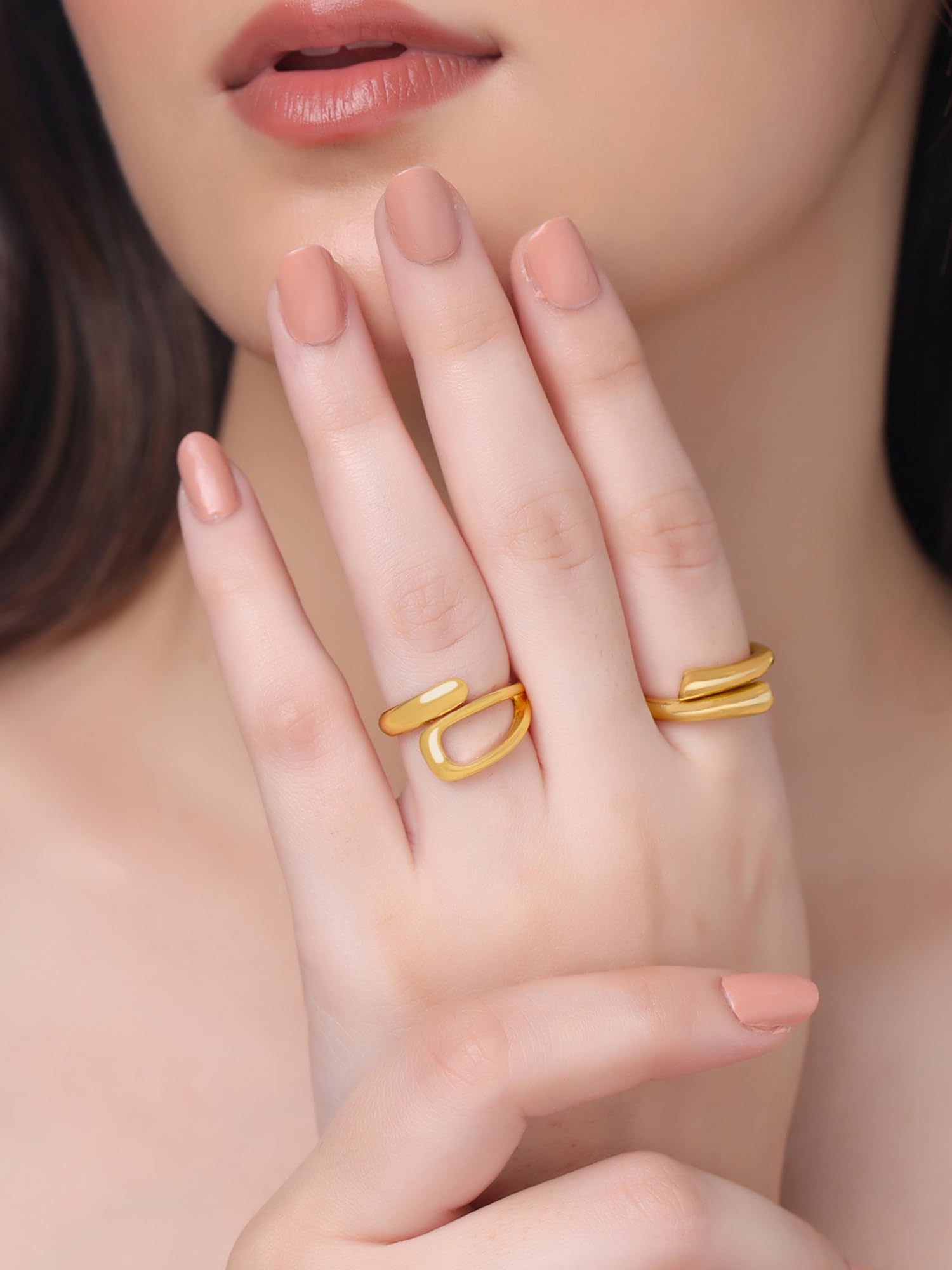 Gold Plated Two Piece Floral Adjustable Ring