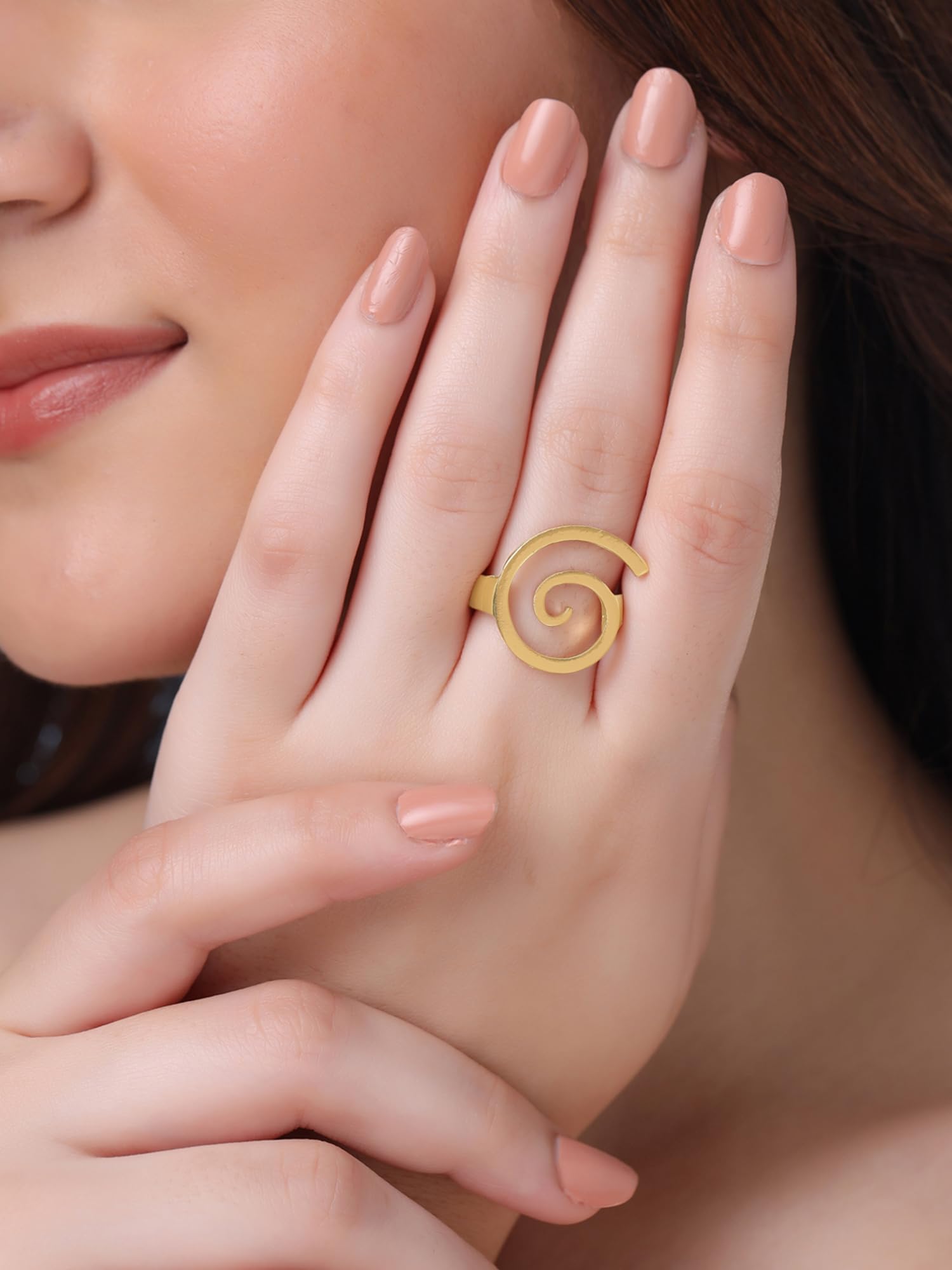 Gold Plated Bold Statement Adjustable Ring