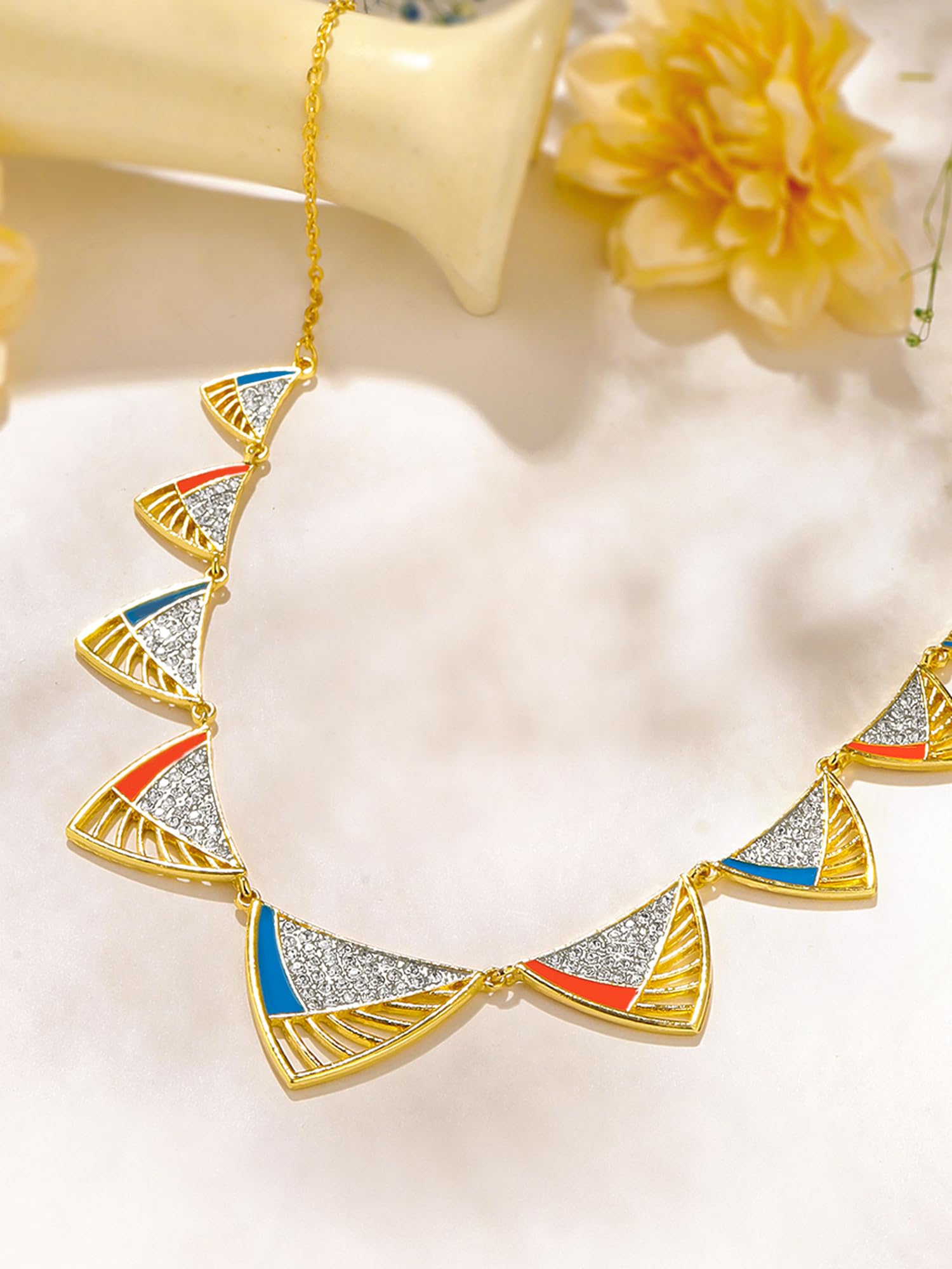 Gold White Stone Choker Necklace