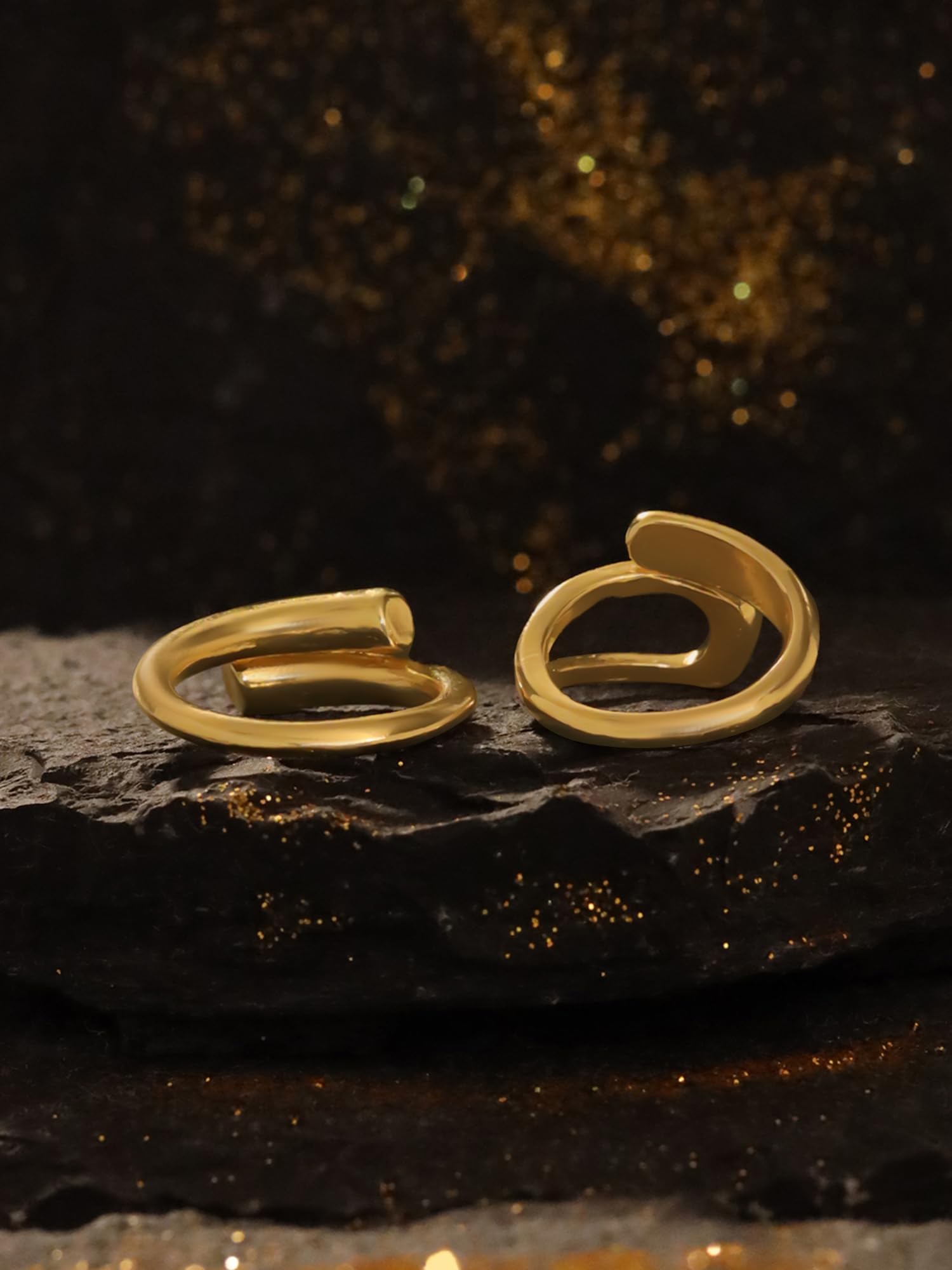 Gold Plated Two Piece Floral Adjustable Ring