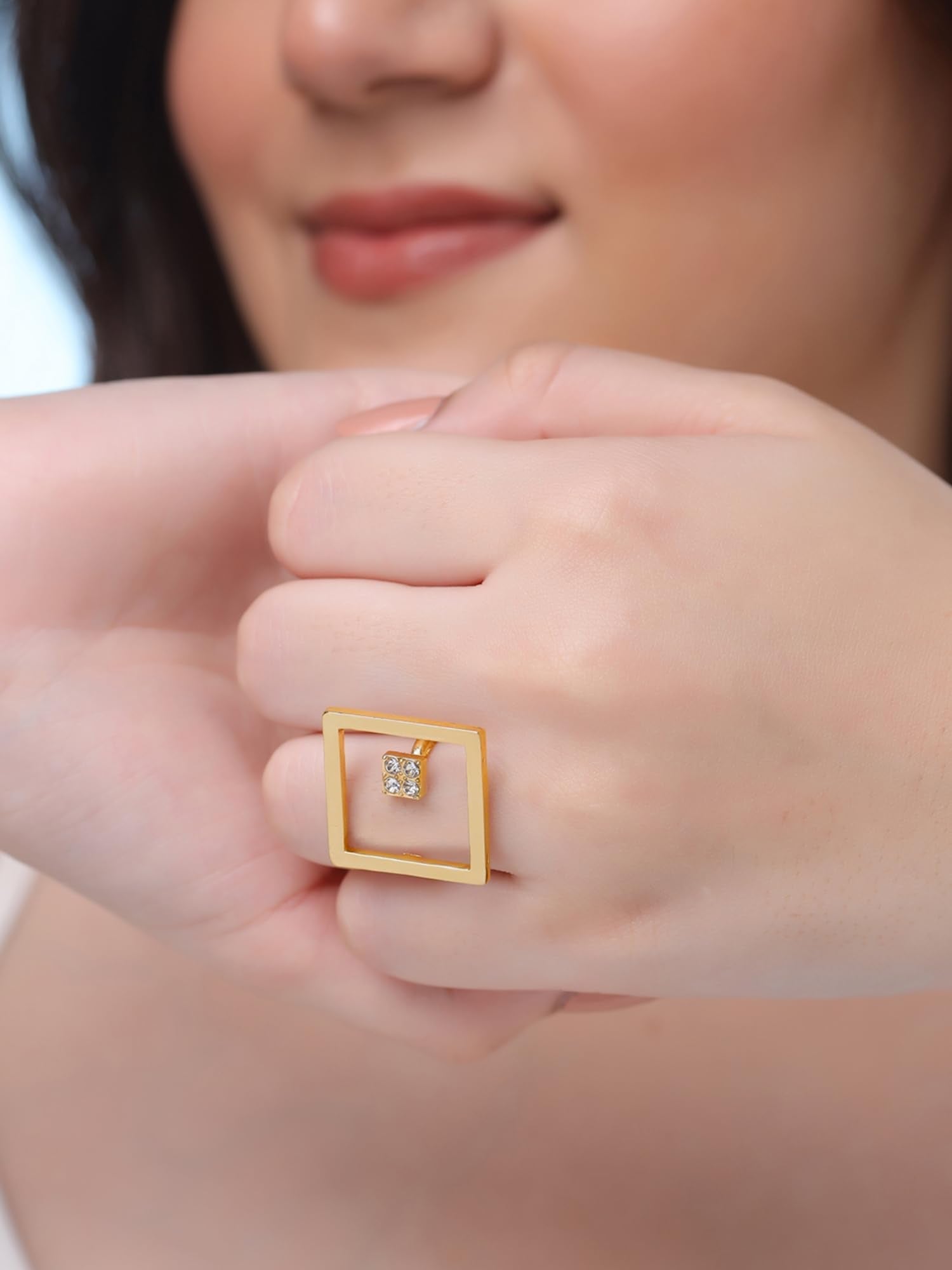 Gold Plated Bold Statement Adjustable Ring