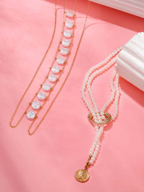 Pearl Chain Body Combo Gold Necklace