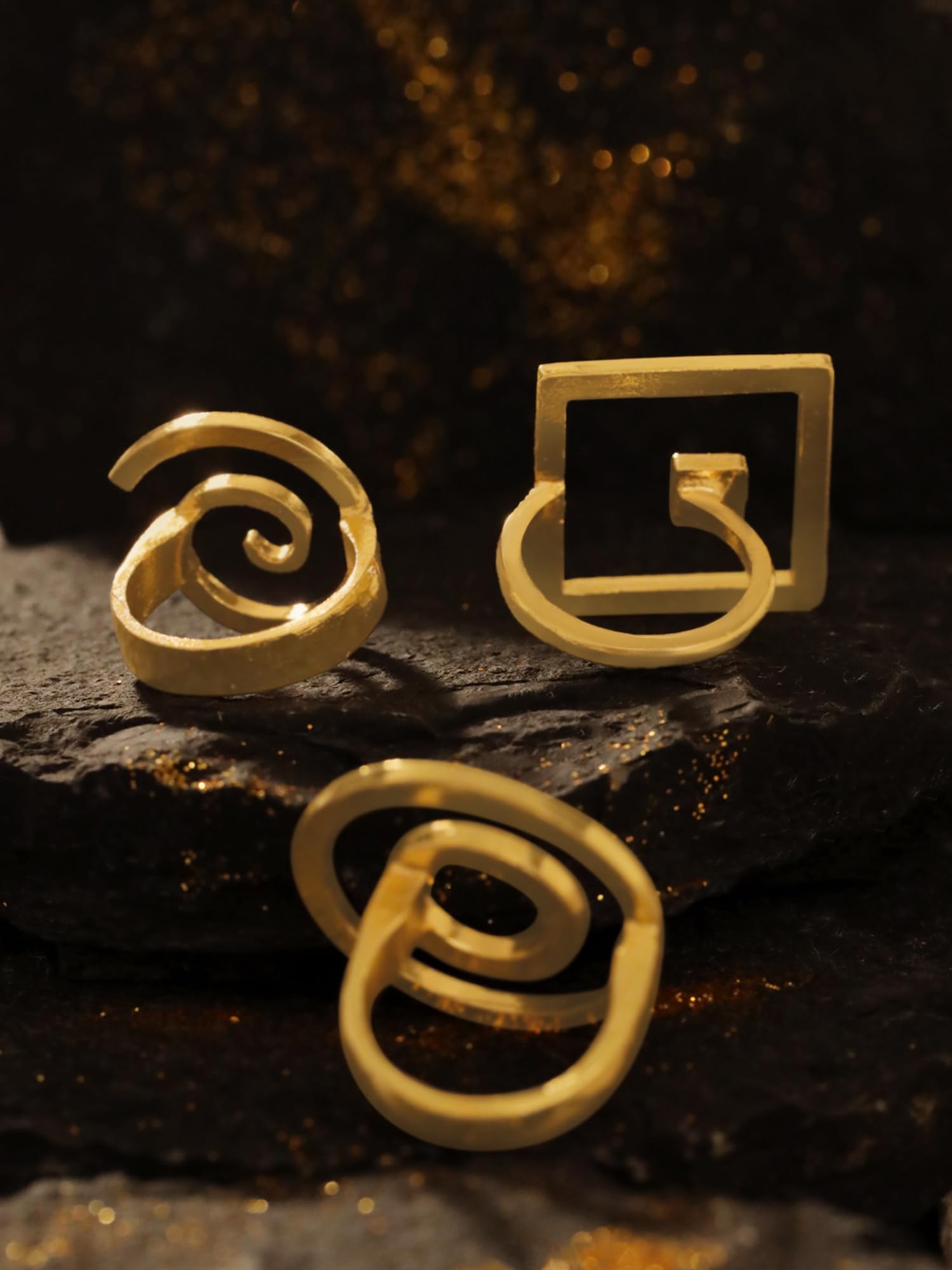 Gold Plated Bold Statement Adjustable Ring