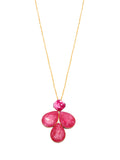 Gold Pink Stone Long Chain Necklace