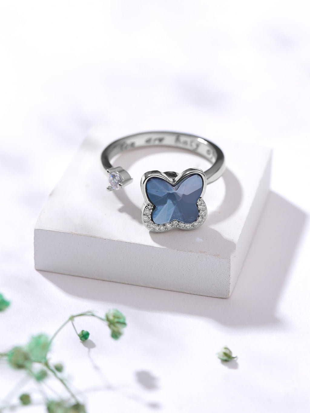 Blue Cubic Zirconia Adjustable Ring