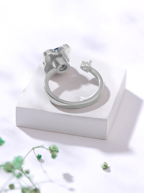 Blue Cubic Zirconia Adjustable Ring