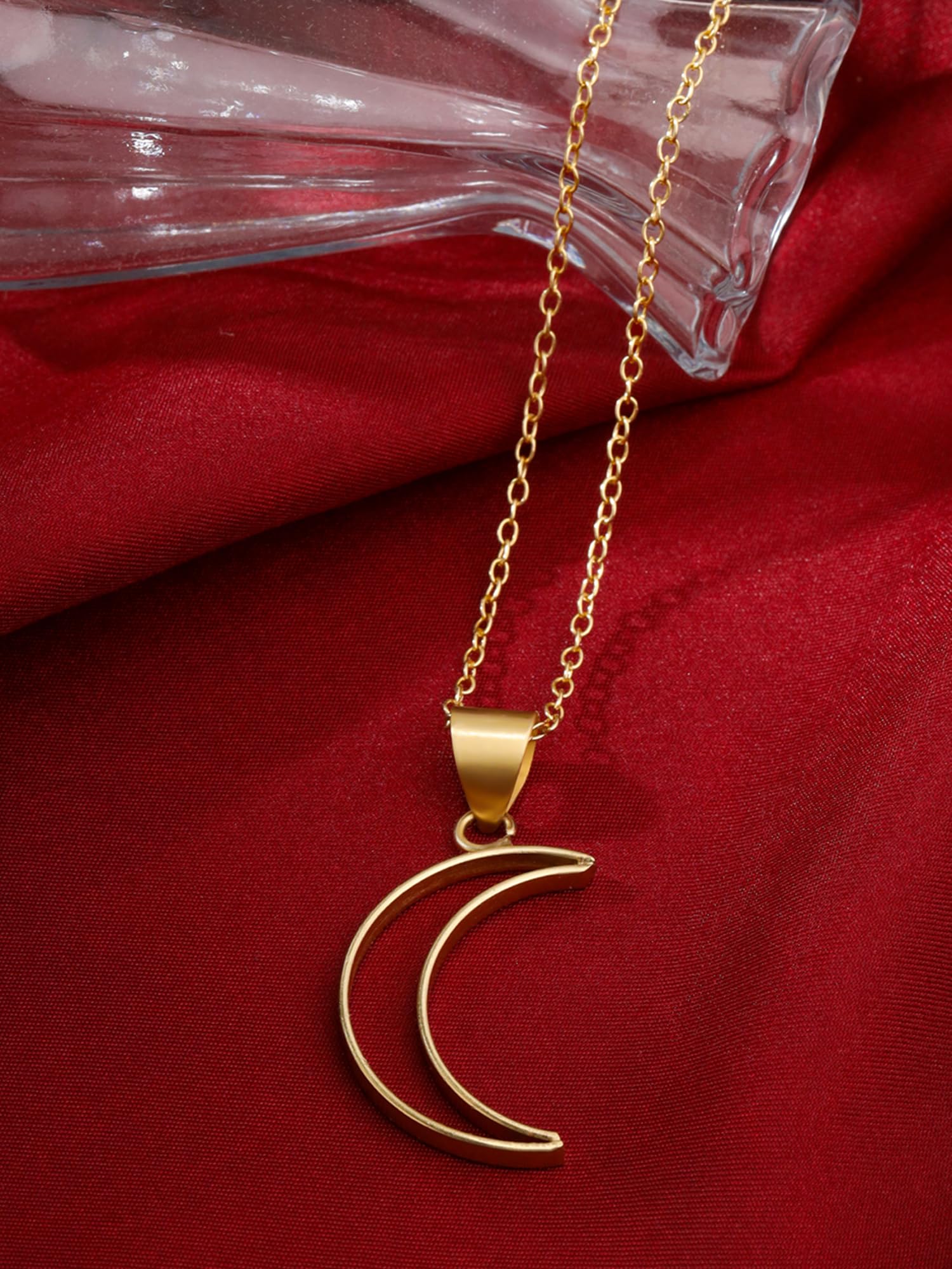 Moon Charm Gold Chain Necklace