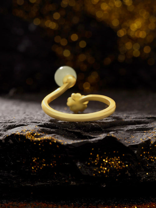 Gold Adjustable Floral Statement Ring