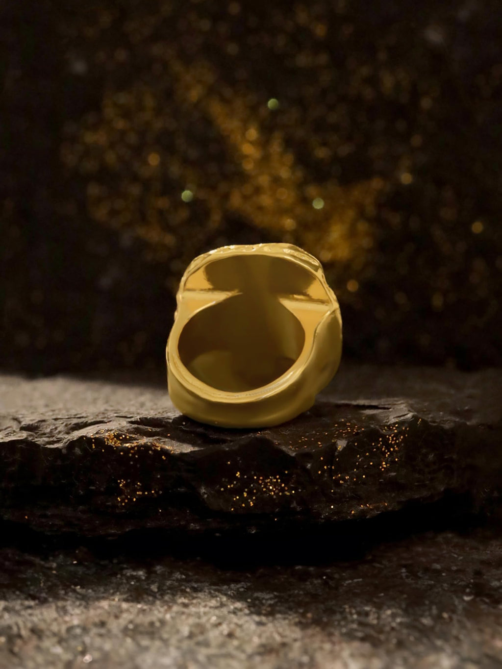 Gold Black Chunky Statement Ring