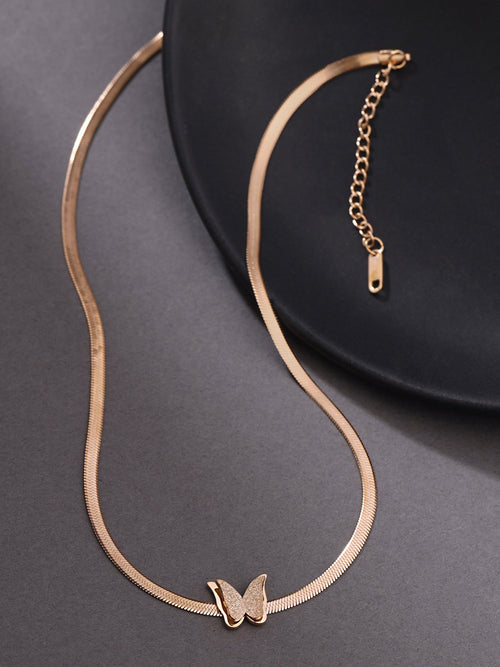 Rose Gold Butterfly Pendant Necklace