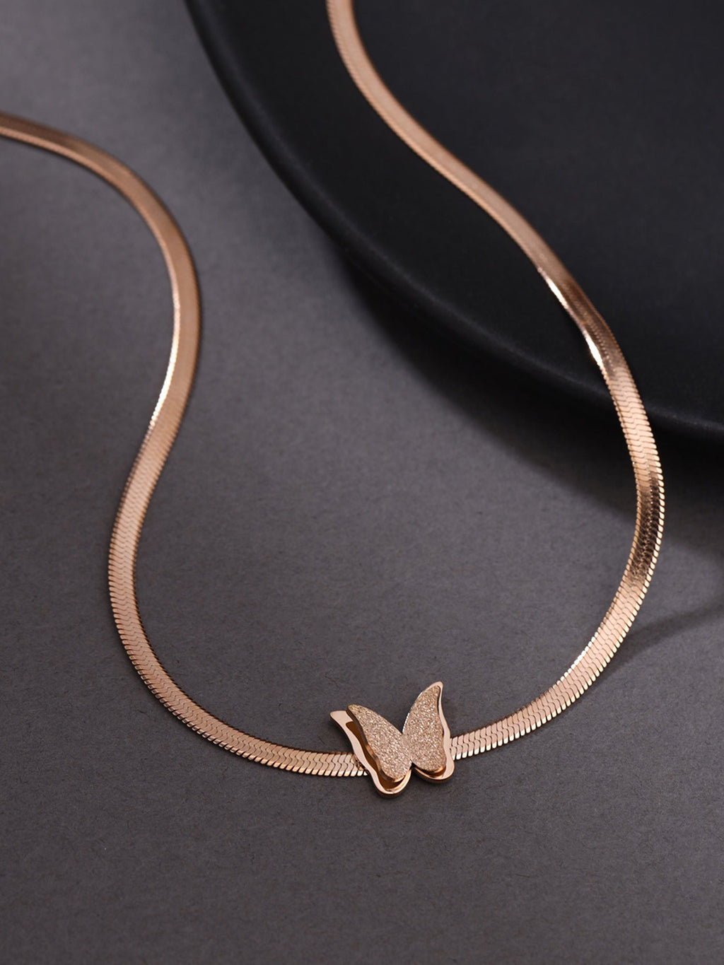 Rose Gold Butterfly Pendant Necklace