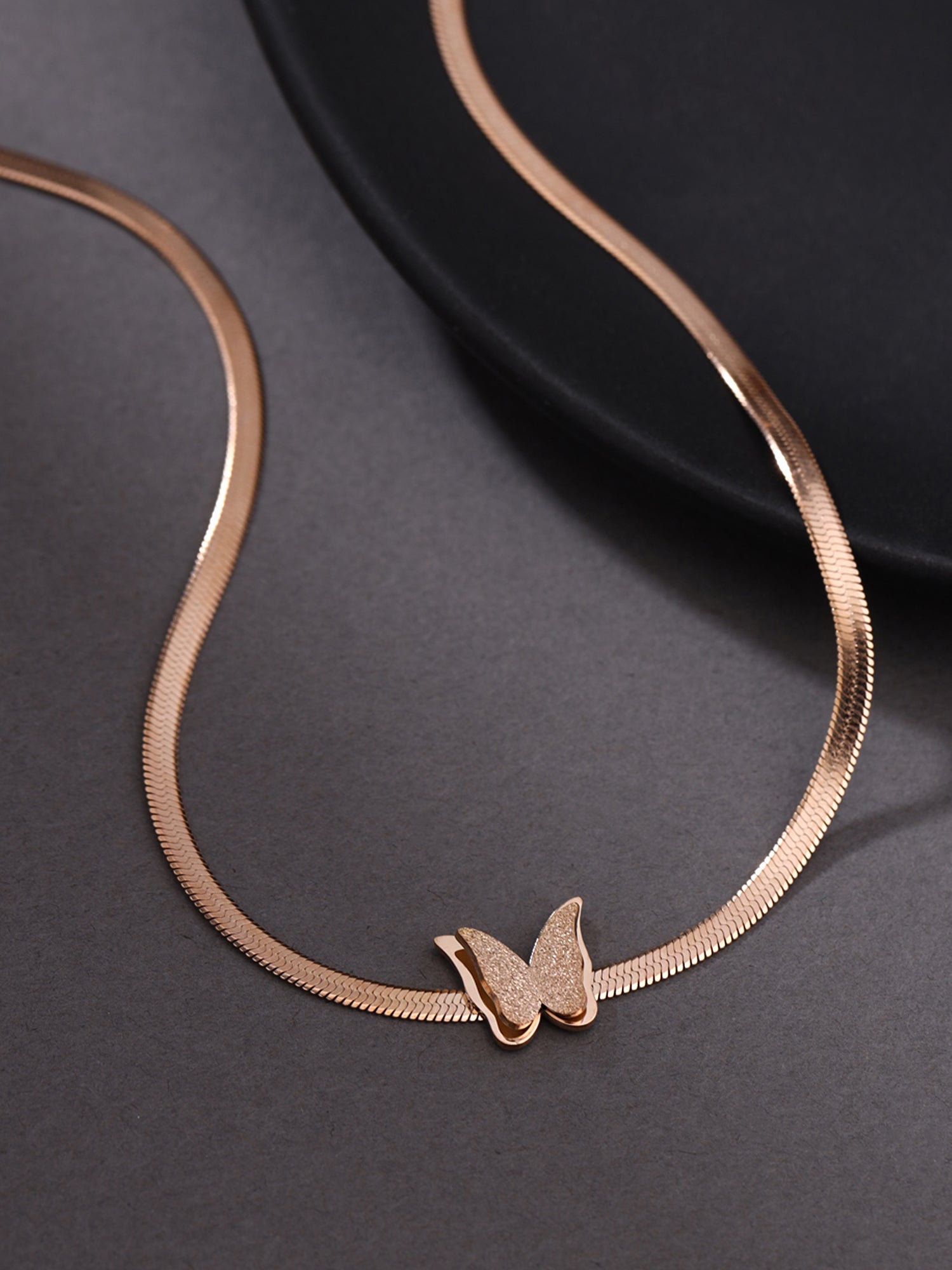Rose Gold Butterfly Pendant Necklace