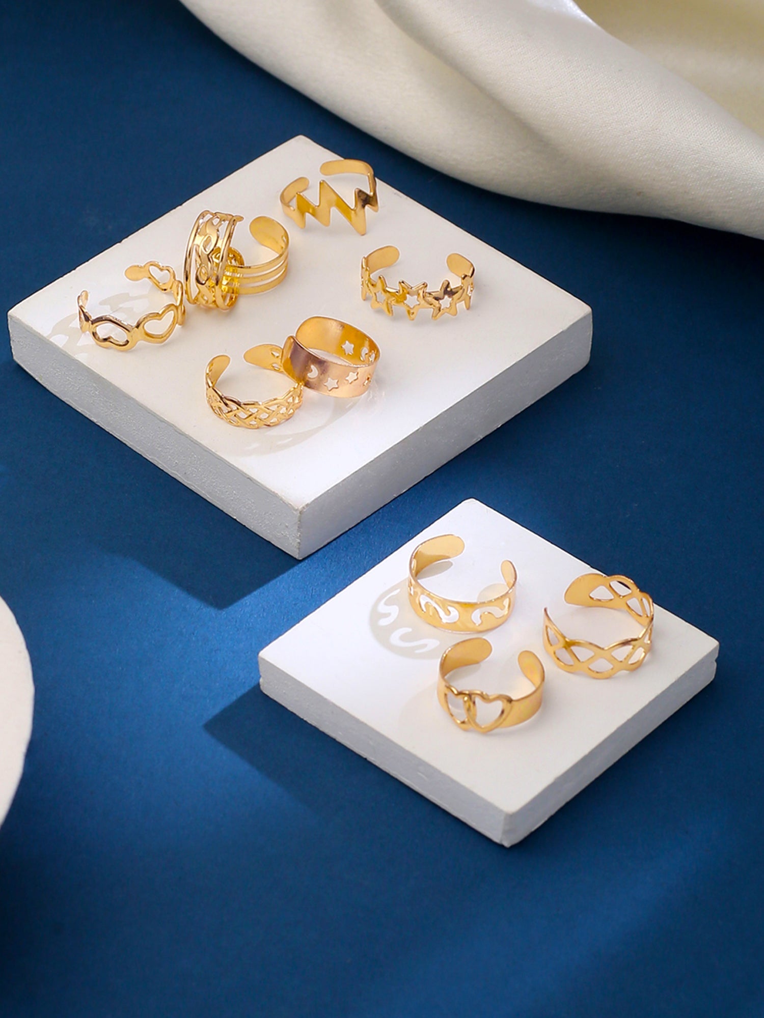Gold Plated Toe Ring 10 Pcs Combo Ring