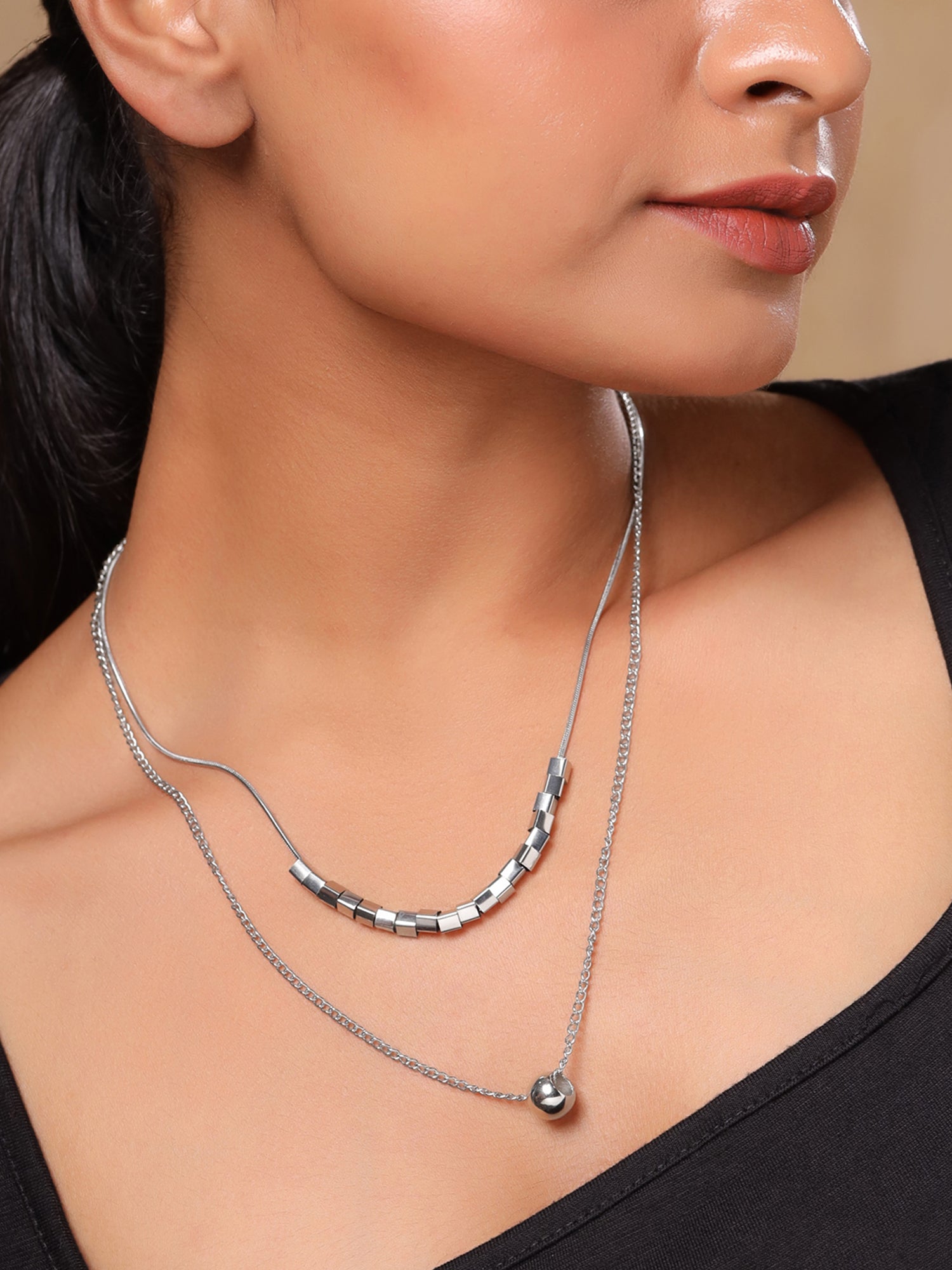 Silver Multilayer Chain Necklace