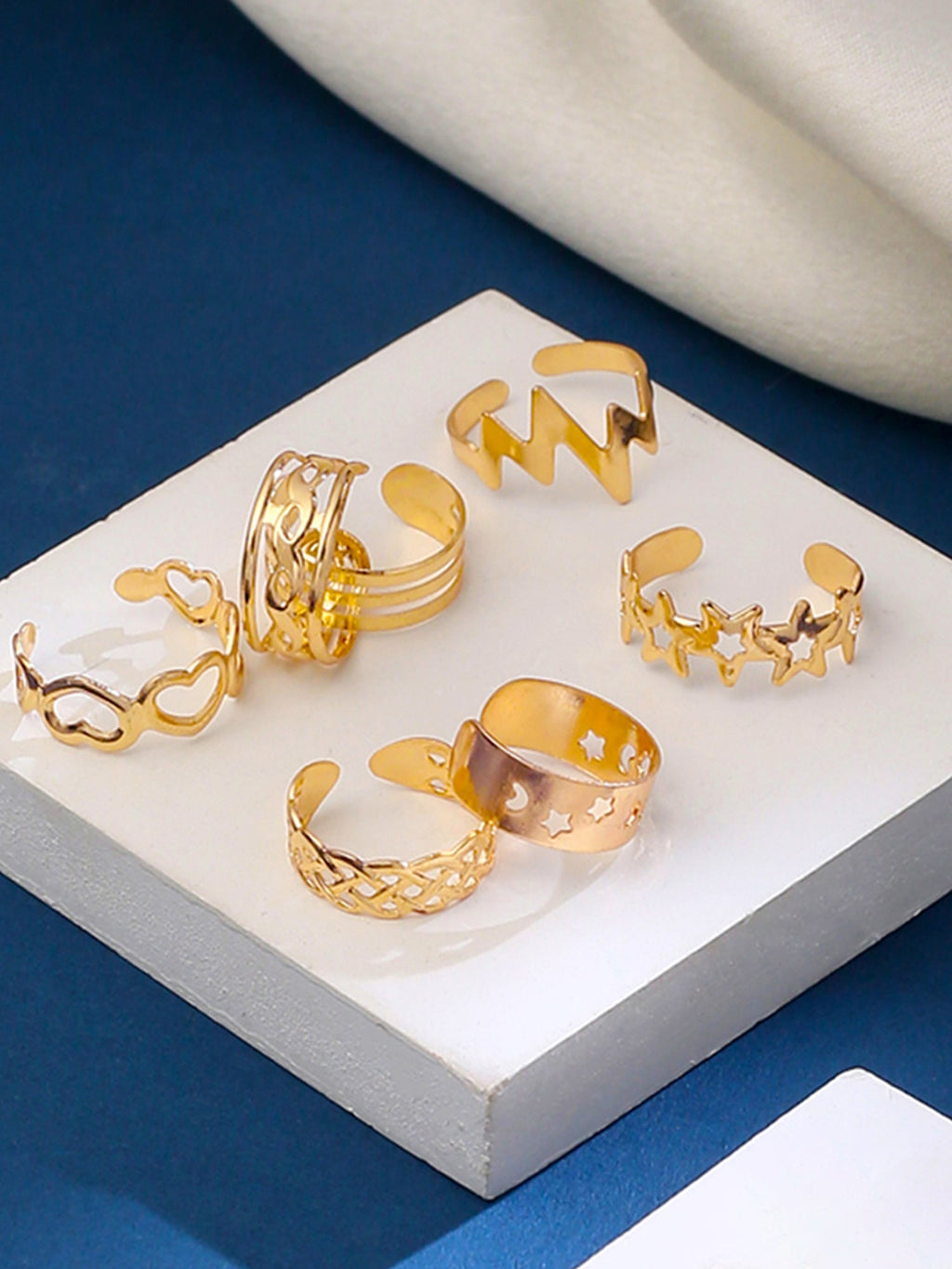 Gold Plated Toe Ring 10 Pcs Combo Ring