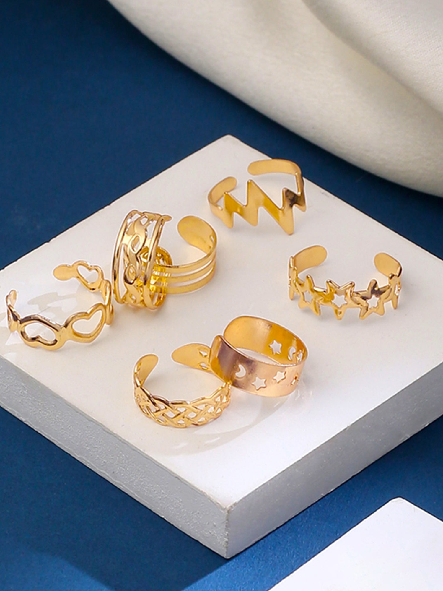 Gold Plated Toe Ring 10 Pcs Combo Ring