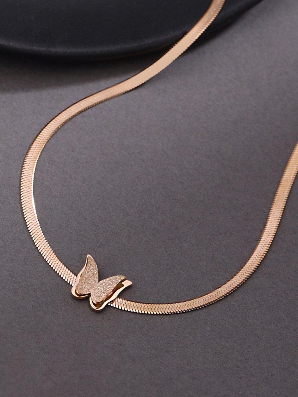 Rose Gold Butterfly Pendant Necklace