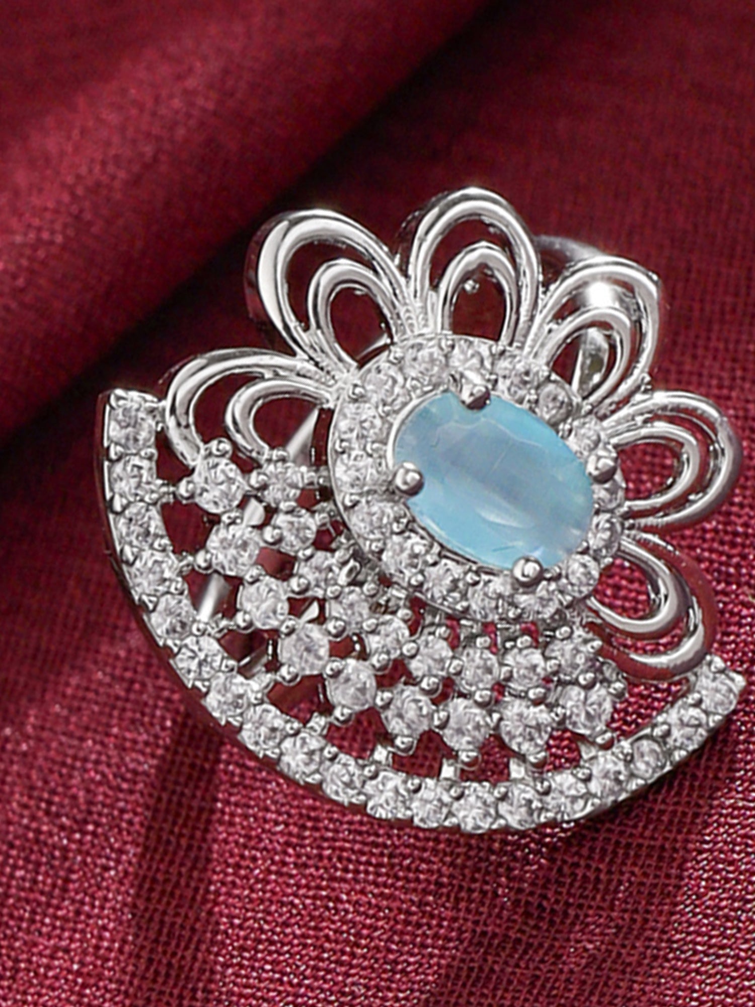 Rhodium Plated Adjustable AD Stone Ring