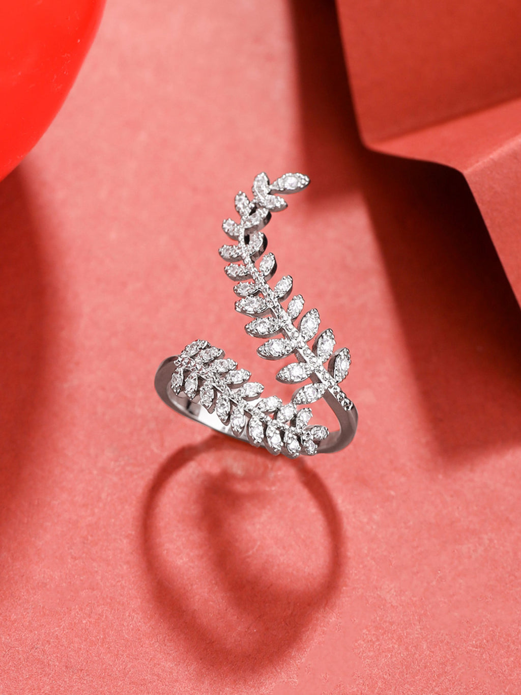 Silver Leaf Shaped Adjustable Ring