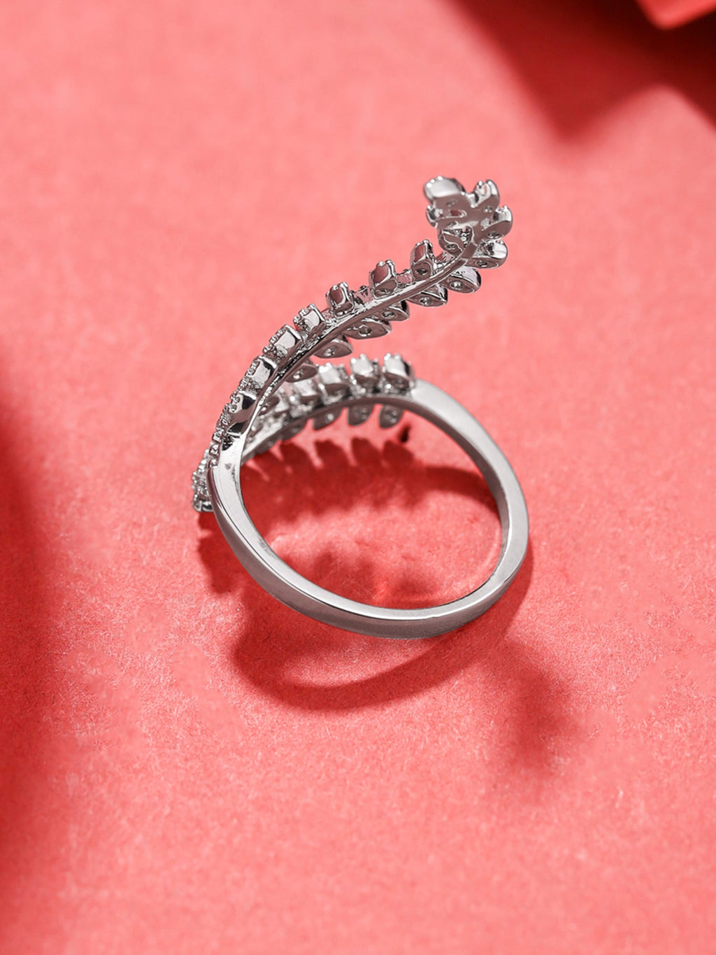 Silver Leaf Shaped Adjustable Ring