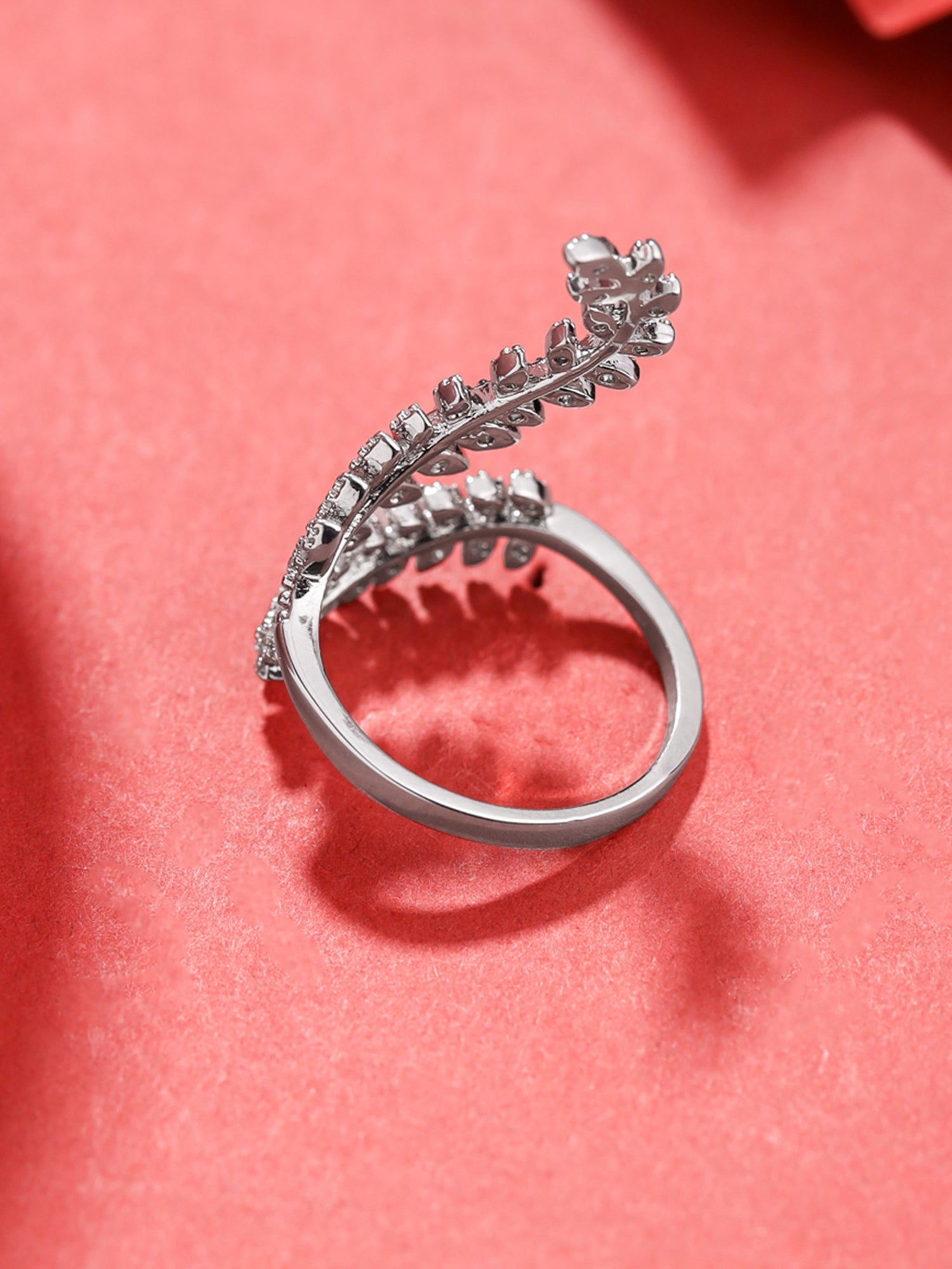 Silver Leaf Shaped Adjustable Ring