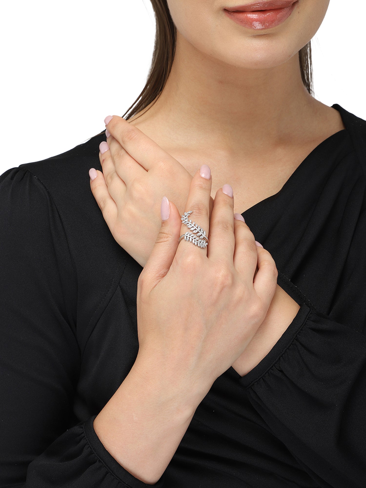 Silver Leaf Shaped Adjustable Ring