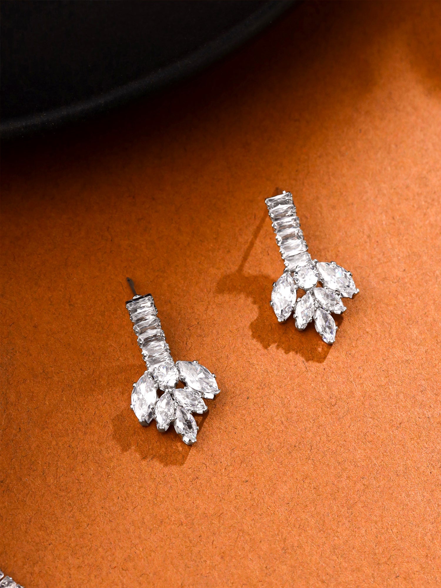 Silver Diamond Stone Jewelry Set Necklace