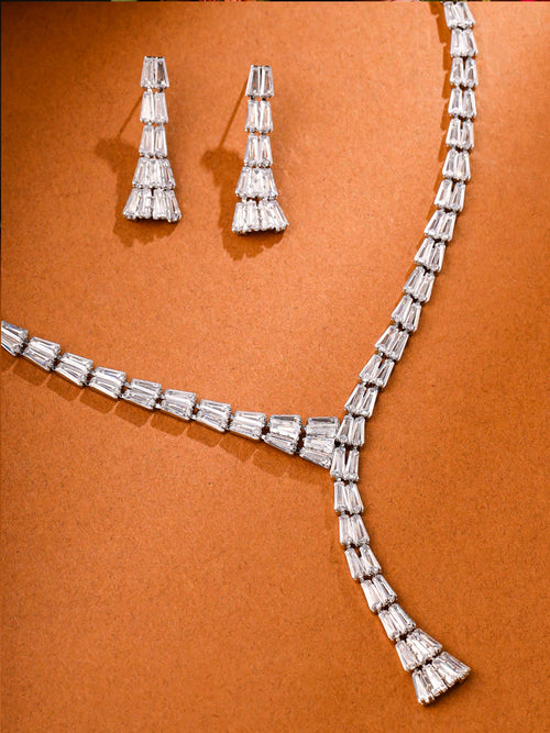 Silver Stone Diamond Set Necklace