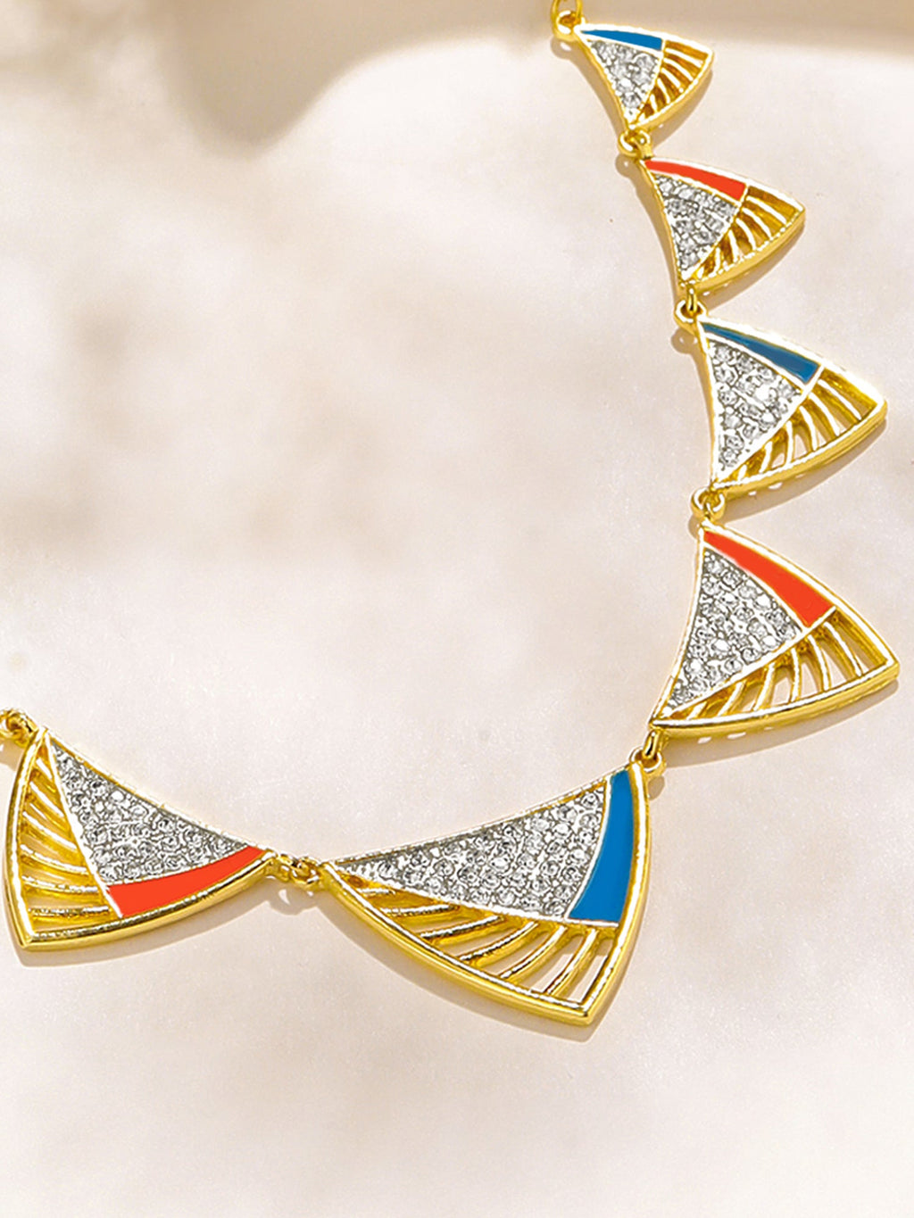 Gold White Stone Choker Necklace