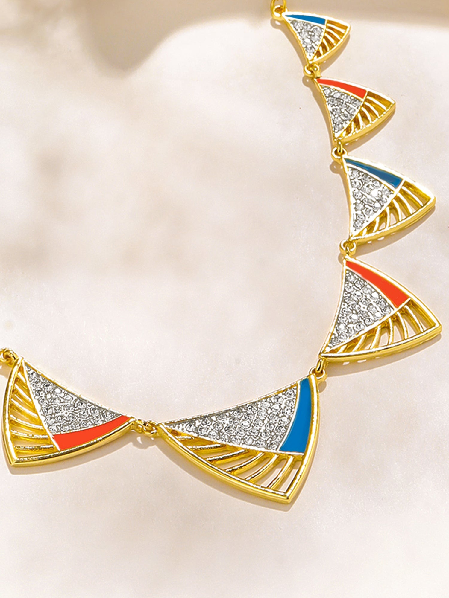 Gold White Stone Choker Necklace