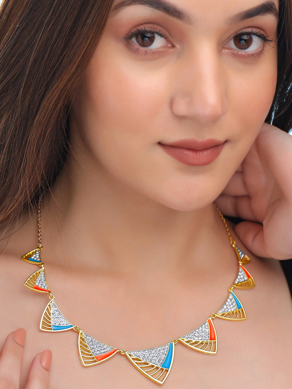 Gold White Stone Choker Necklace