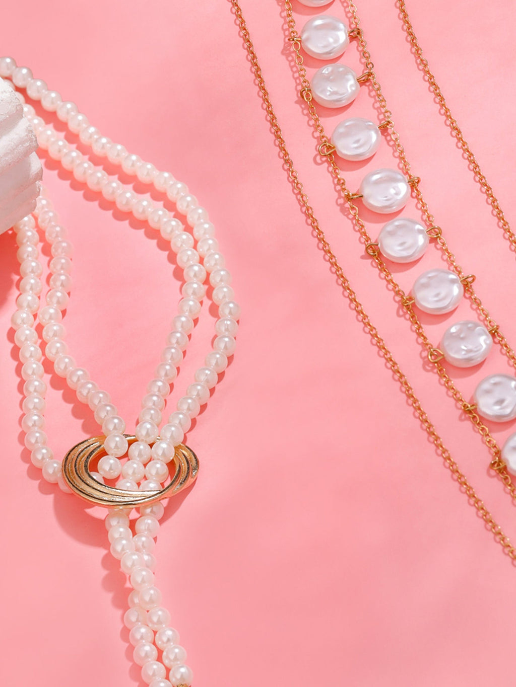 Pearl Chain Body Combo Gold Necklace