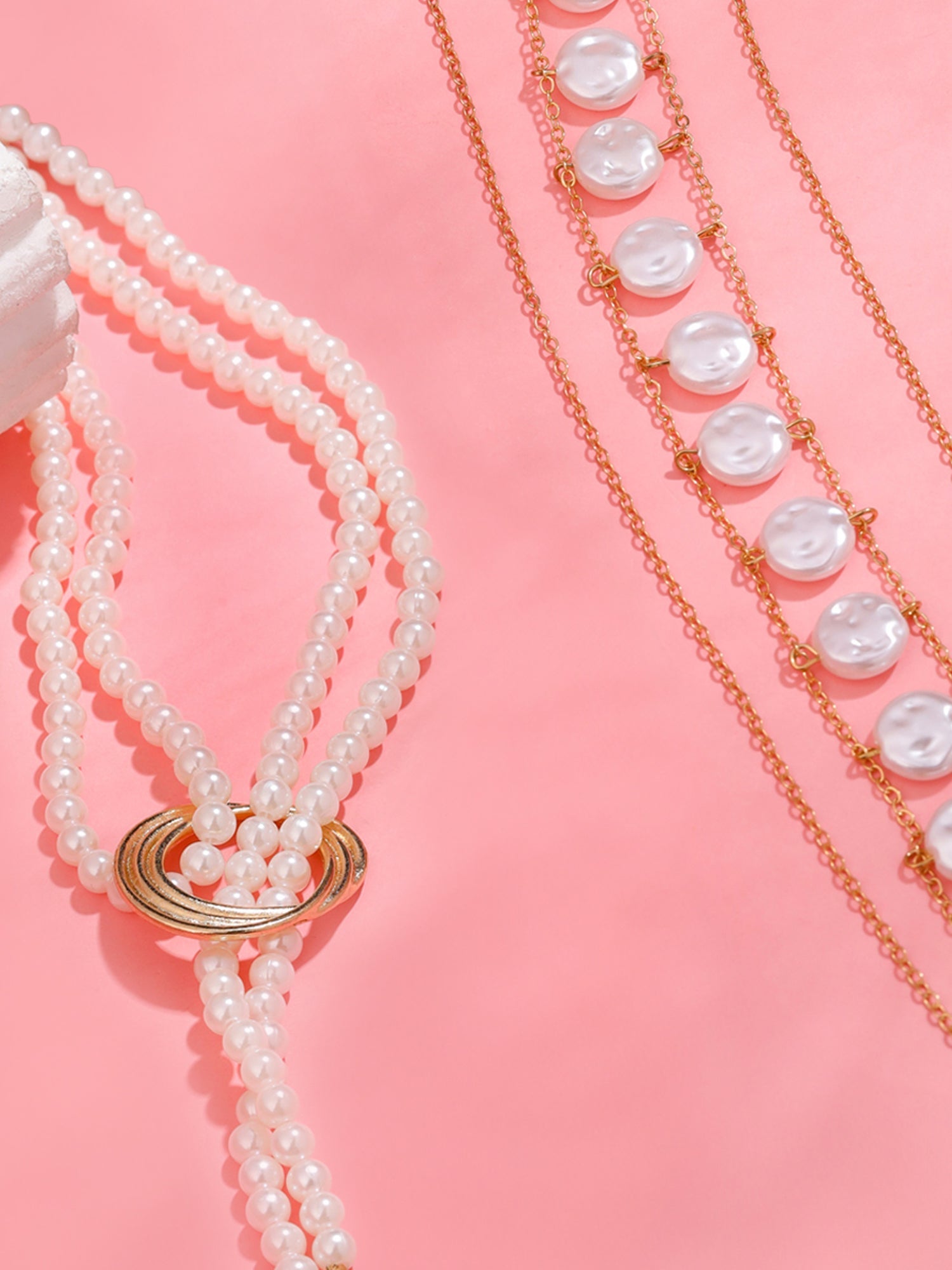 Pearl Chain Body Combo Gold Necklace