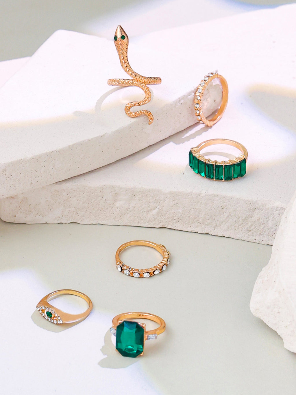 Dual Tone Crystal Multi Design Stack Ring
