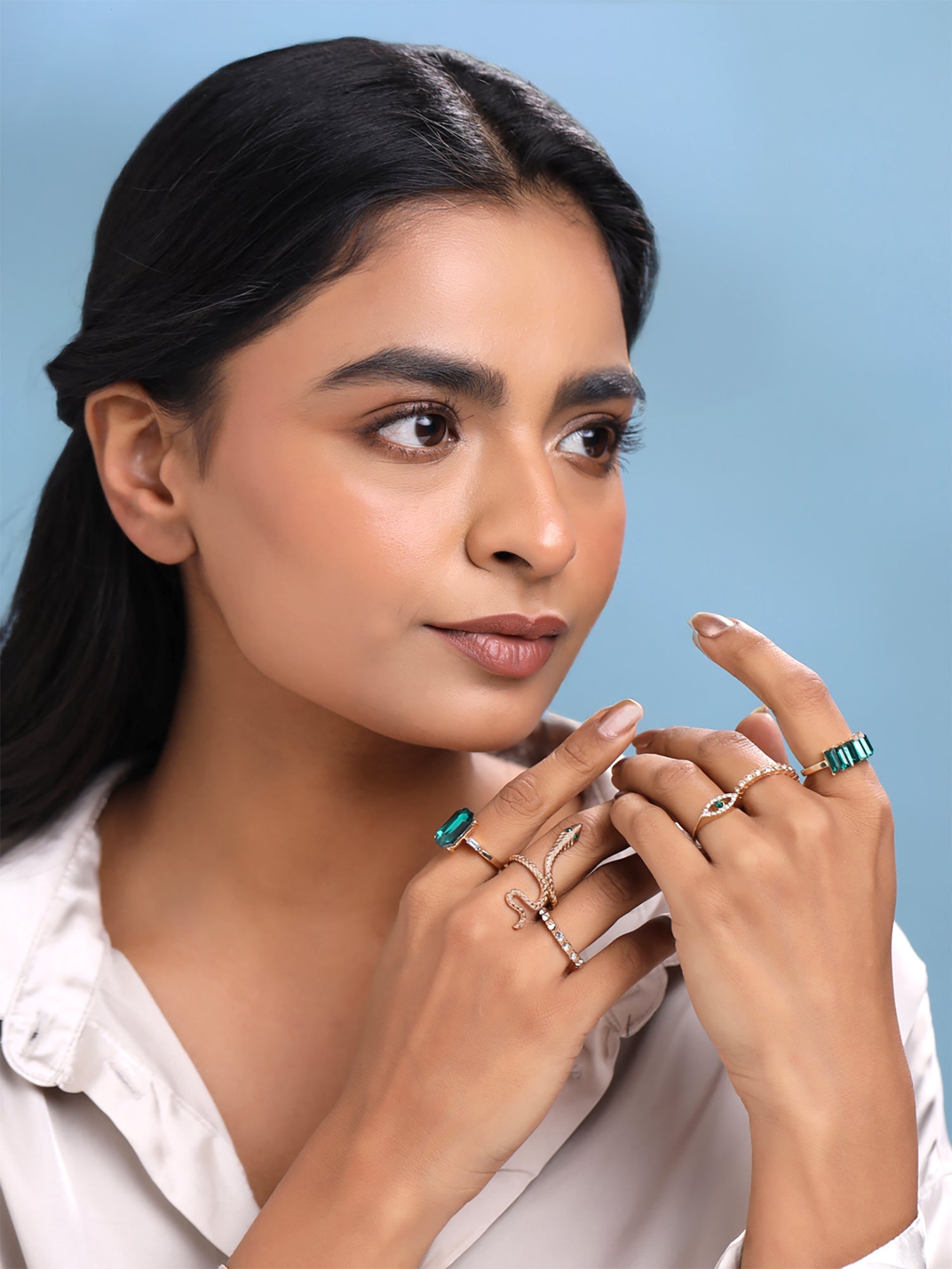 Dual Tone Crystal Multi Design Stack Ring